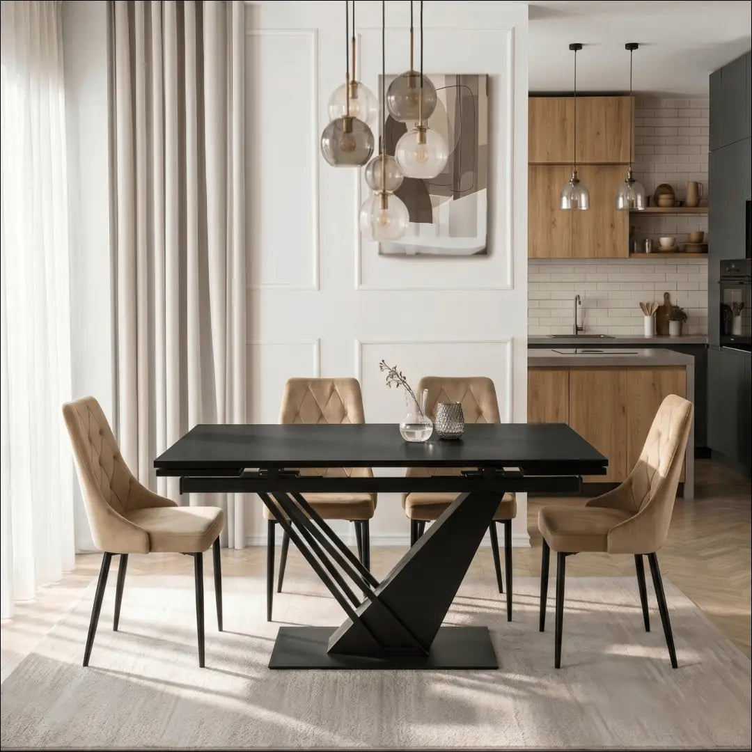 Išskleidžiamas stalas 160–220 cm MDF juodas TE2464 - €528.74 Save 15% __label:Pristatymas 5-14 d.d., Newelite Naujausi