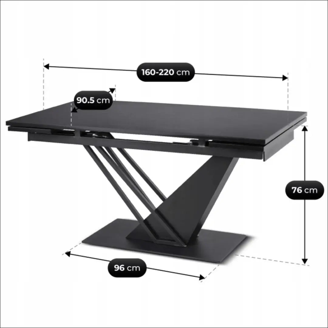 Išskleidžiamas stalas 160–220 cm MDF juodas TE2464 - €529 Save 15% __label:Pristatymas 5-14 d.d., Newelite Naujausi