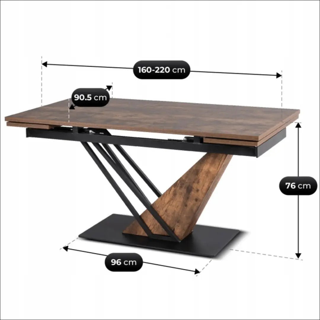 Išskleidžiamas stalas 160–220 cm MDF kaimiško ąžuolo/juodos spalvos TE2403 - €545.76 Save 15% __label:Pristatymas 5-14