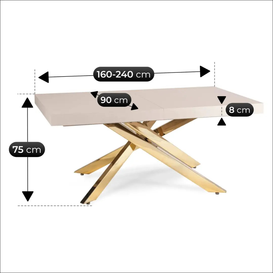 Išskleidžiamas stalas 160–240 cm kašmyro/aukso spalvos TE2613 - €436 Save 15% __label:Pristatymas 5-14 d.d., Newelite
