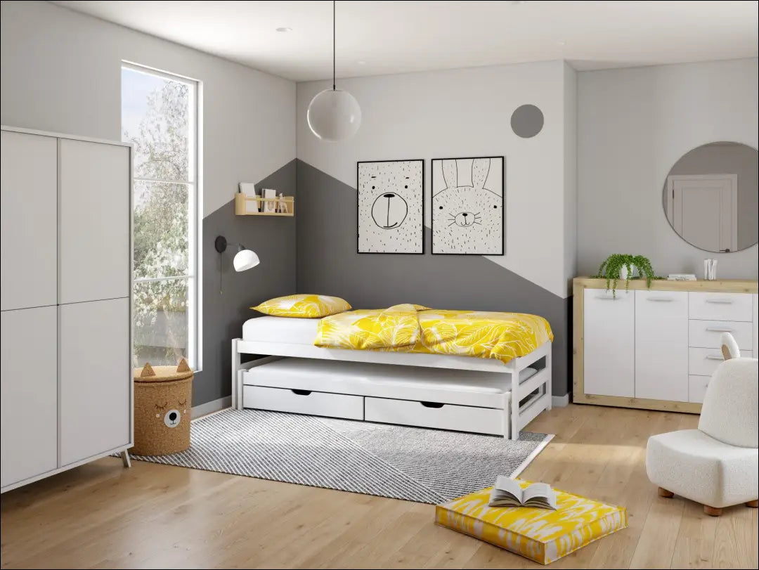 Ištraukiama lova (90x200cm) GI966 - €160 Save 50% 100-200, __label:Pristatymas 1-2 d.d., color-balta, lovos-miegamojo,