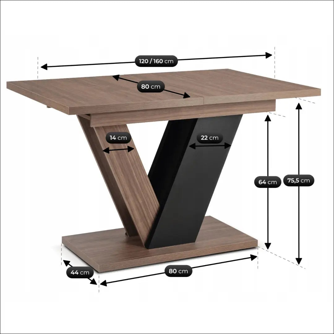 Ištraukiamas stalas 120–160 cm riešuto spalvos/juodas TE2543 - €284 Save 15% __label:Pristatymas 5-14 d.d., Newelite