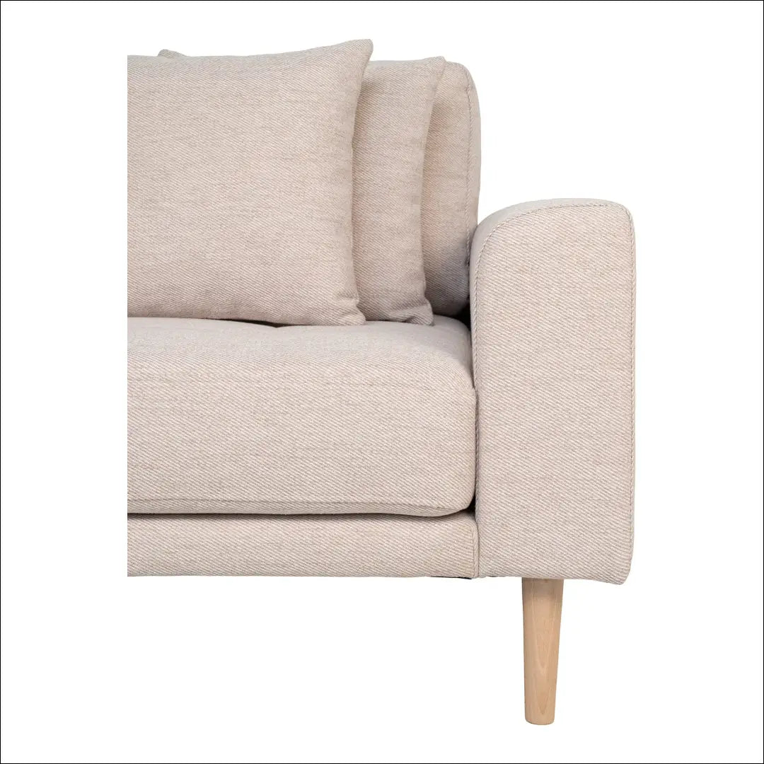 Kairinė poilsio sofa smėlio spalvos su keturiomis pagalvėlėmis ir natūralaus medžio kojelėmis RD204 - €1,479 Save 15%
