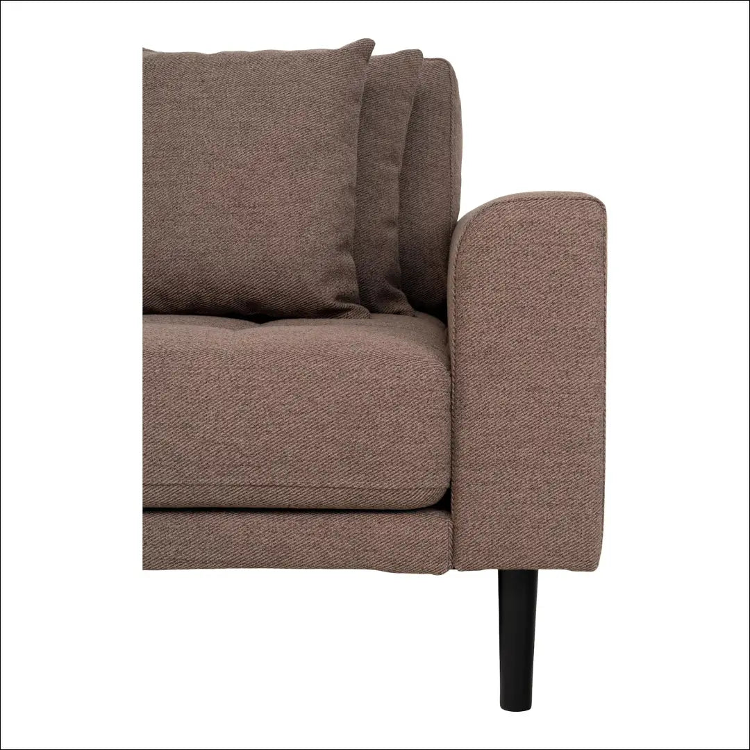 Kairinė rudos spalvos poilsio sofa su keturiomis pagalvėlėmis ir juodomis medinėmis kojelėmis RD206 - €1,479 Save 15%