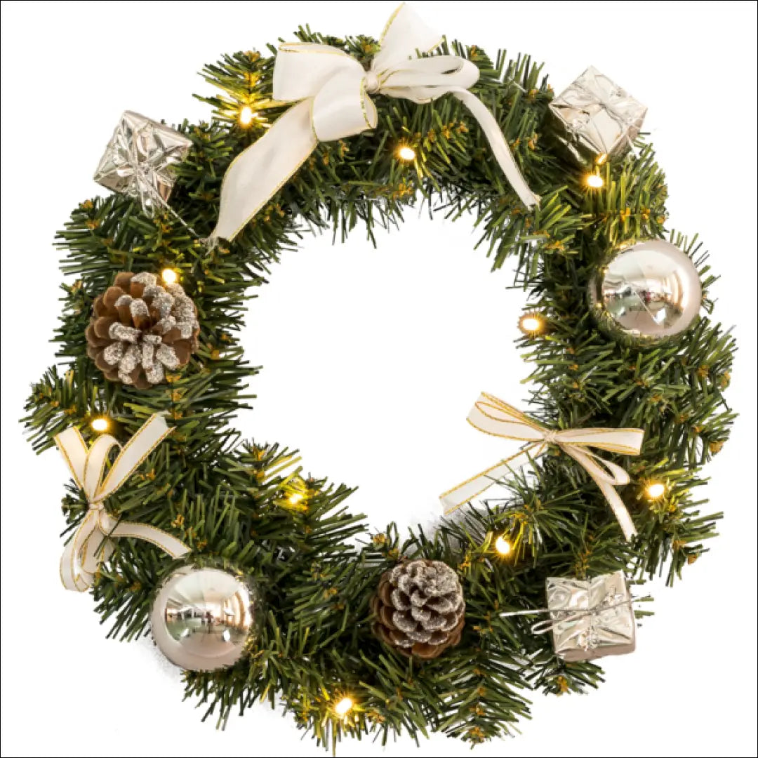 Kalėdinis LED vainikas DI10424 - €19 Save 50% __label:Pristatymas 1-2 d.d., color-sidabrine, color-zalia, kaledos,