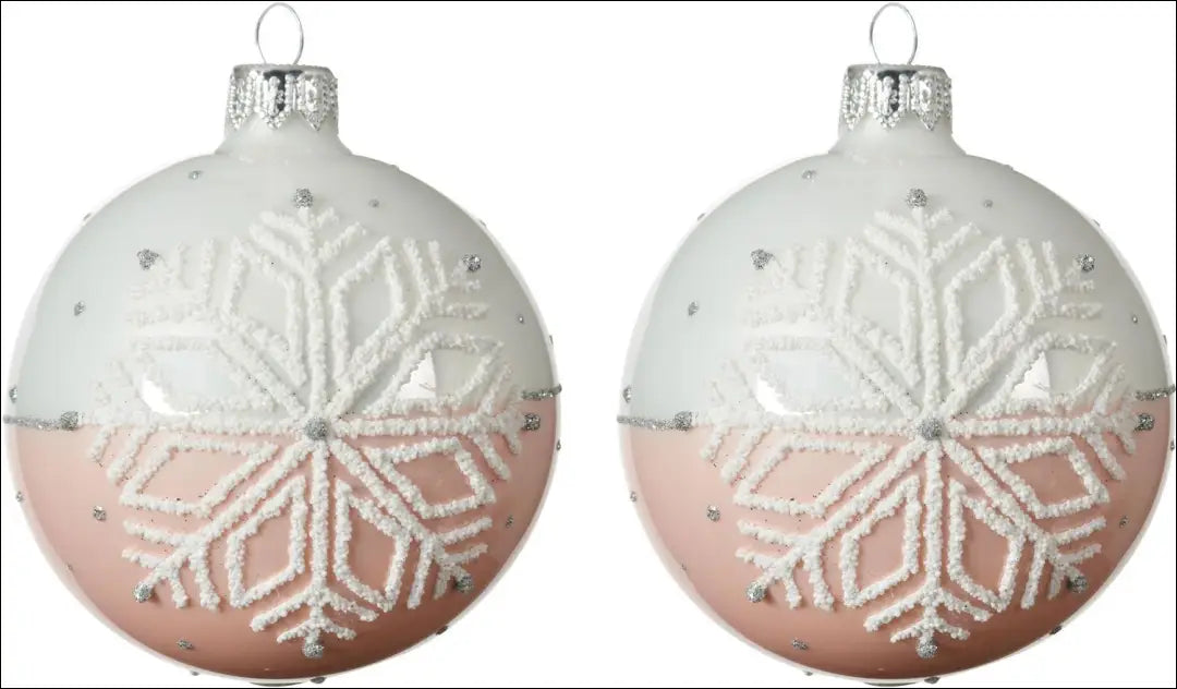 Kalėdinių burbulų komplektas (2vnt) DI4763 - €6 Save 50% __label:Pristatymas 1-2 d.d., color-balta, color-rozine,