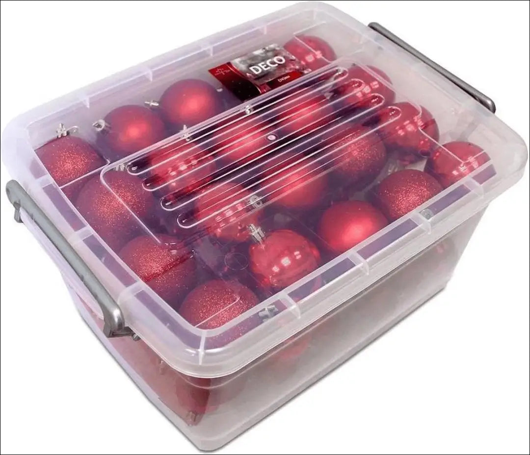 Kalėdinių žaisliukų komplektas dėžutėje (70vnt) DI10493 - €24 Save 50% __label:Pristatymas 1-2 d.d., color-raudona,