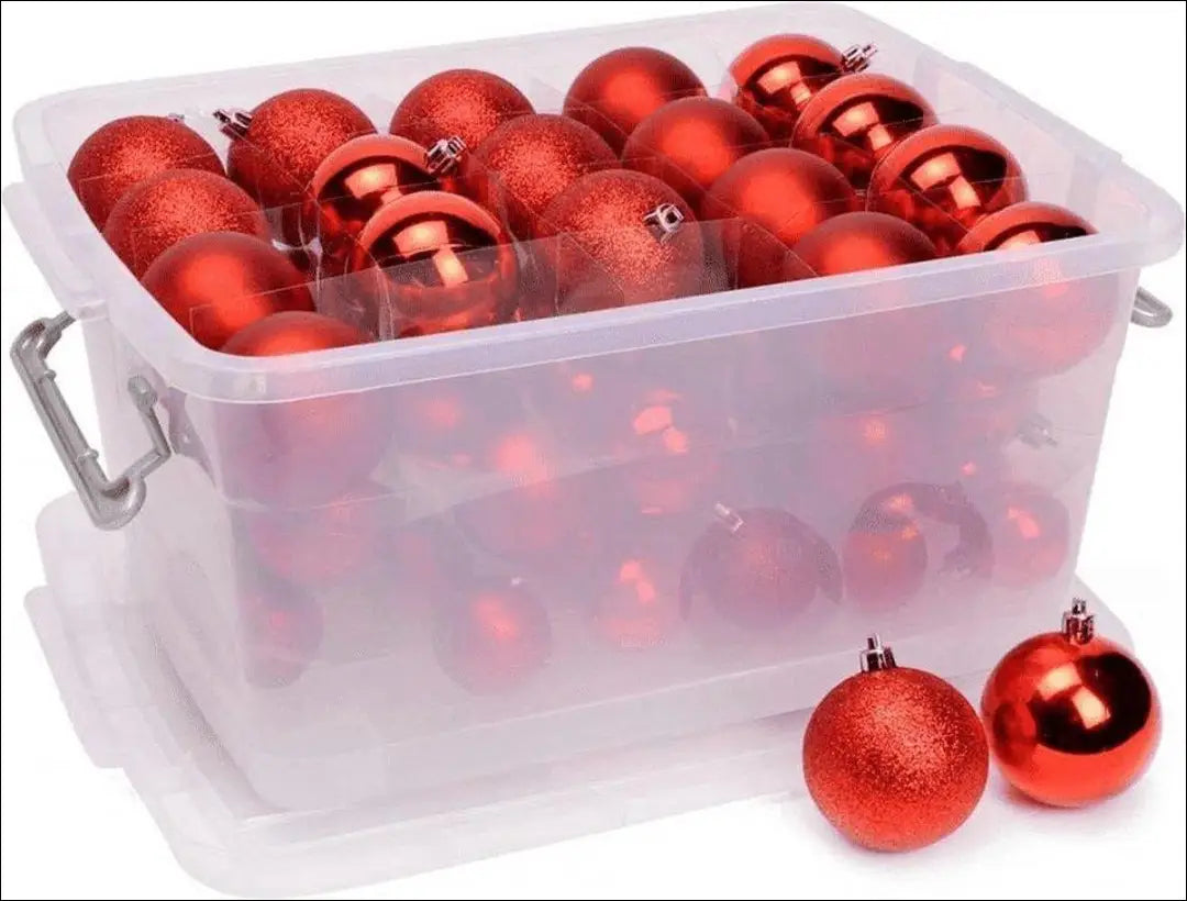 Kalėdinių žaisliukų komplektas dėžutėje (70vnt) DI10493 - €24 Save 50% __label:Pristatymas 1-2 d.d., color-raudona,