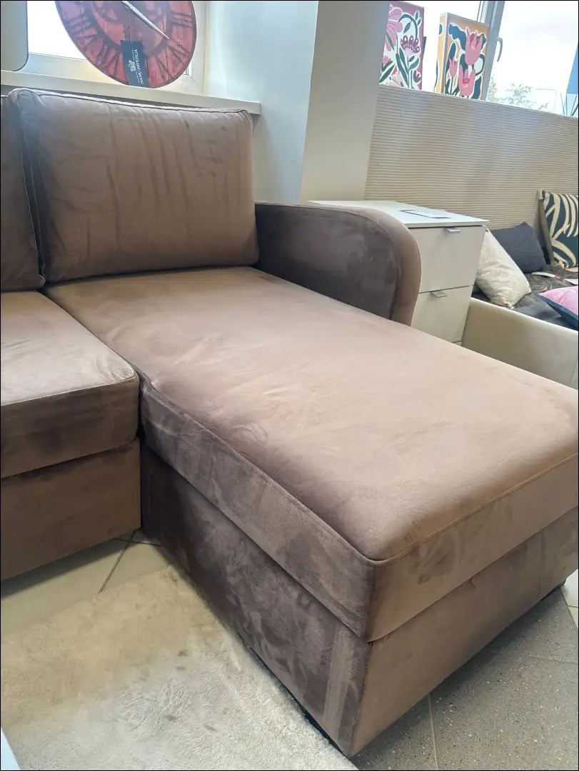 Kampinė sofa-lova MI1008 - €250 __label:Pristatymas 1-2 d.d., color-ruda, material-gobelenas, over-200, pazeistas