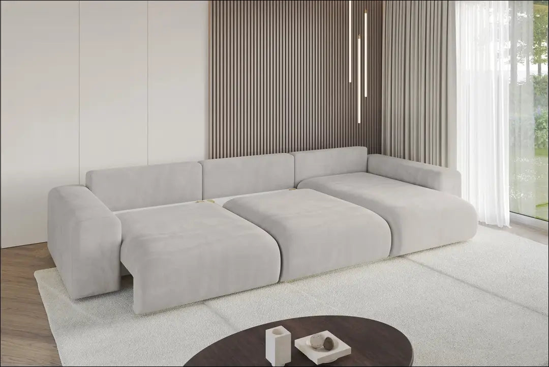 Kampinė sofa-lova MI966 - €786 Save 40% __label:Pristatymas 1-2 d.d., color-smelio, kampai, material-aksomas,