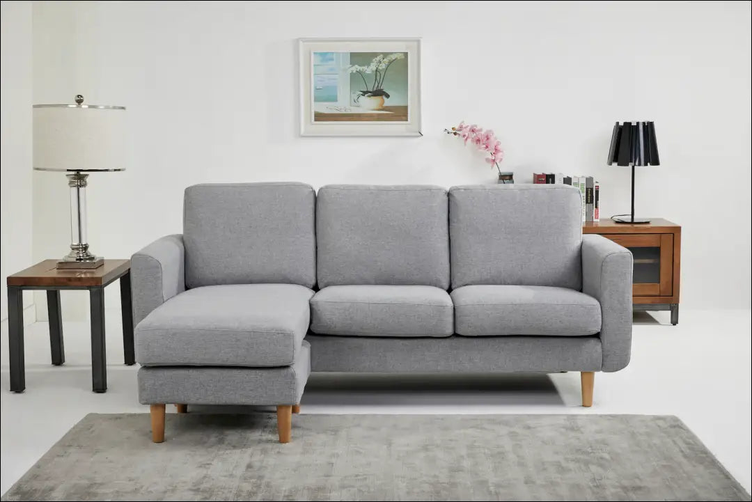 Kampinė sofa MI802 - €395 Save 50% __label:Pristatymas 1-2 d.d., color-pilka, geras, material-gobelenas, minksti Virš