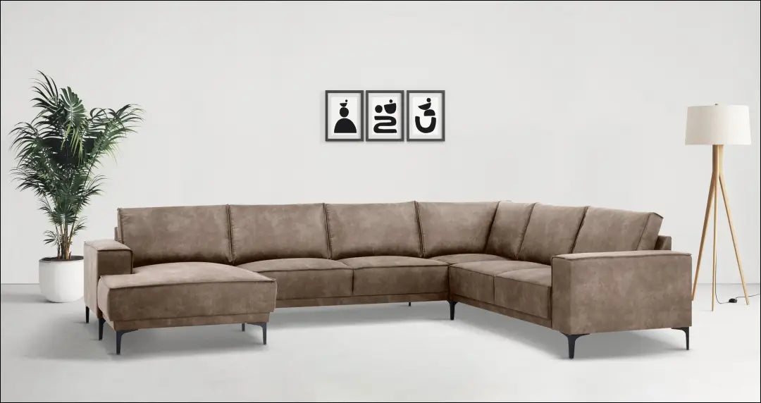 Kampinė sofa MI931 - €900 Save 55% __label:Pristatymas 1-2 d.d., color-ruda, color-Taupe, material-poliesteris,