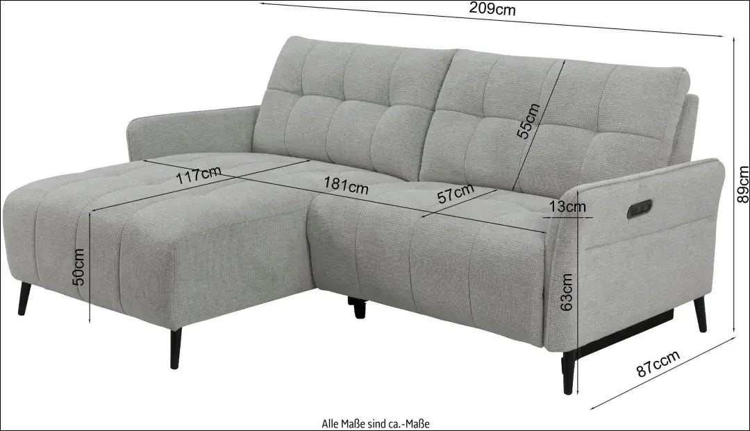 Kampinė sofa su atsilošimo funkcija MI877 - €645 Save 50% __label:Pristatymas 1-2 d.d., color-pilka, kampai,