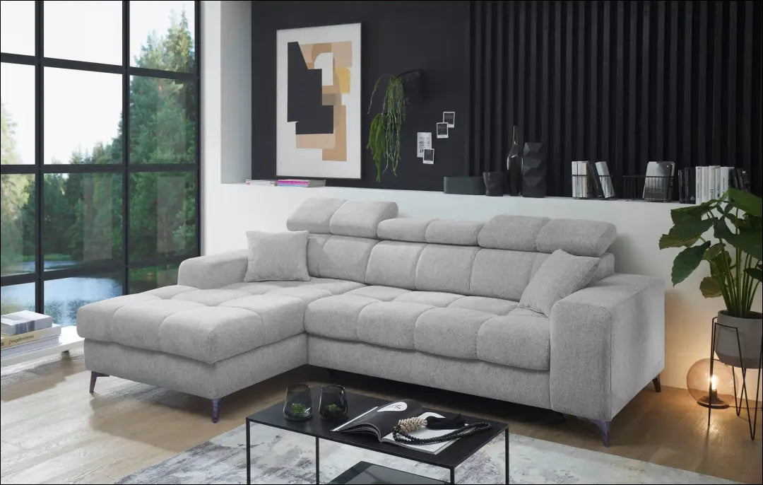 Kampinė sofa su miegama funkcija MI878 - €900 Save 50% __label:Pristatymas 1-2 d.d., color-pilka, kampai,