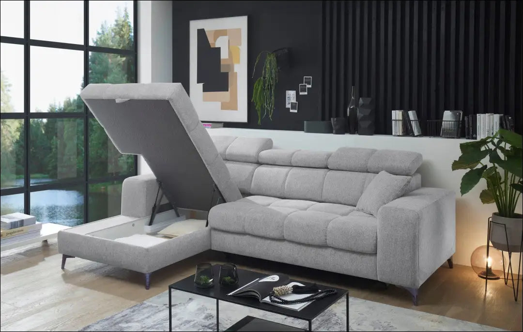 Kampinė sofa su miegama funkcija MI878 - €900 Save 50% __label:Pristatymas 1-2 d.d., color-pilka, kampai,