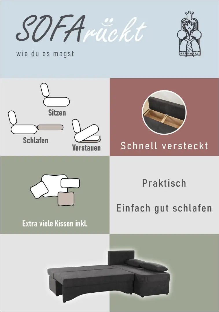 Kampinė sofa su miegama funkcija MI880 - €340 Save 50% __label:Pristatymas 1-2 d.d., color-pilka, kampai,