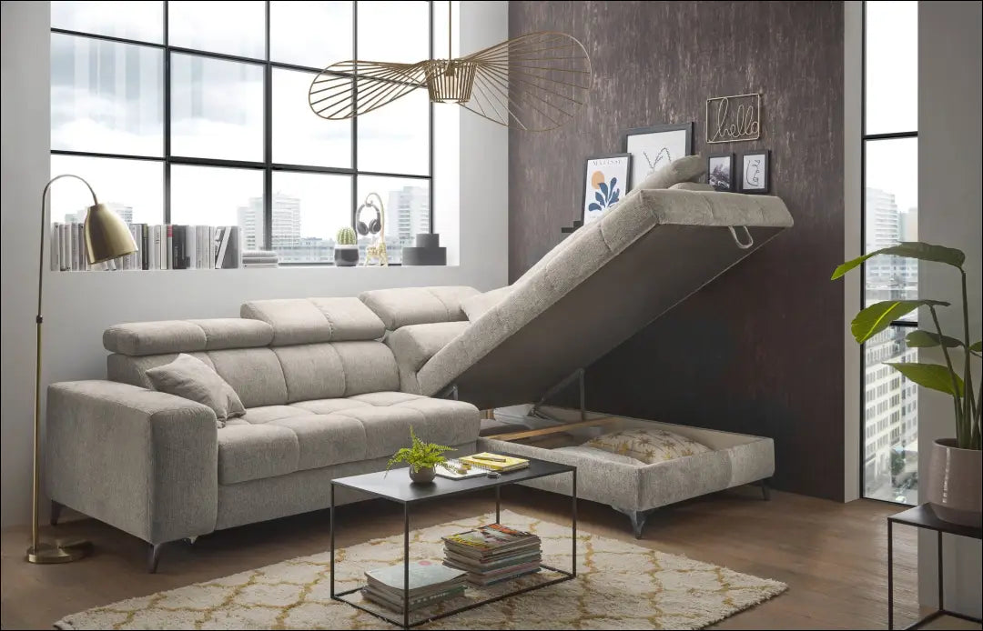 Kampinė sofa su miegama funkcija MI914 - €1,150 Save 50% __label:Pristatymas 1-2 d.d., color-smelio, kampai,