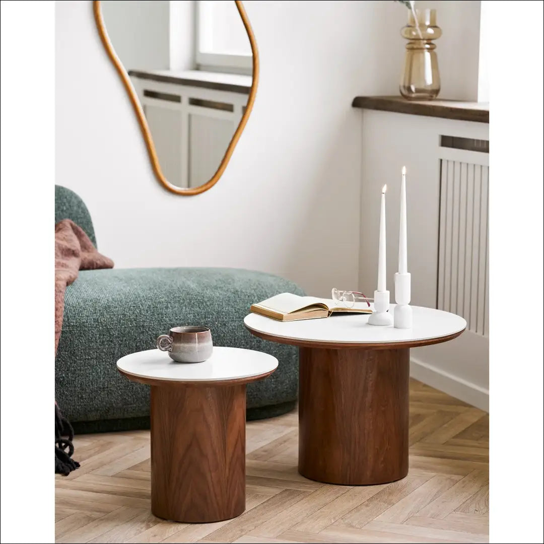 Kavos staliukas keraminis stalviršis/uosio fanera balta/tamsiai ruda ø60x42 cm RD372 - €266 Save 15%