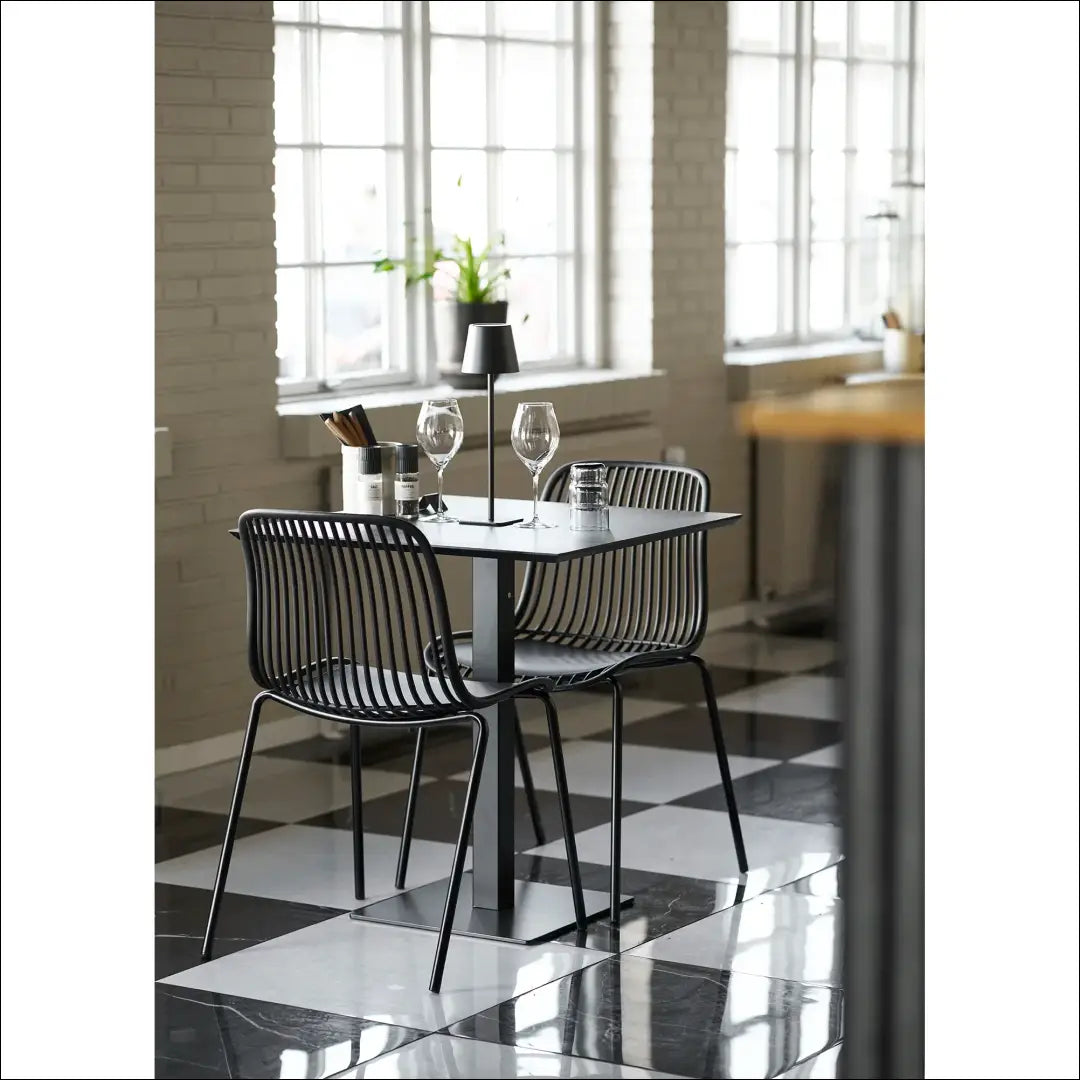 Kavos staliukas melaminas tamsaus akmens imitacija juodo metalo pagrindas 70x70x75 cm RD451 - €211 Save 15%