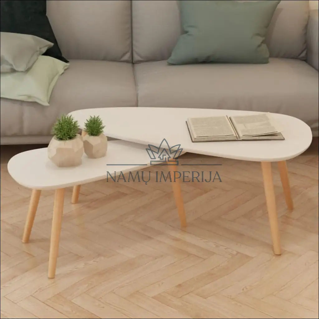 Kavos staliukų komplektas (2vnt) SI1669 - €42 Save 65% 25-50, __label:Pristatymas 1-2 d.d., color-balta, color-ruda,