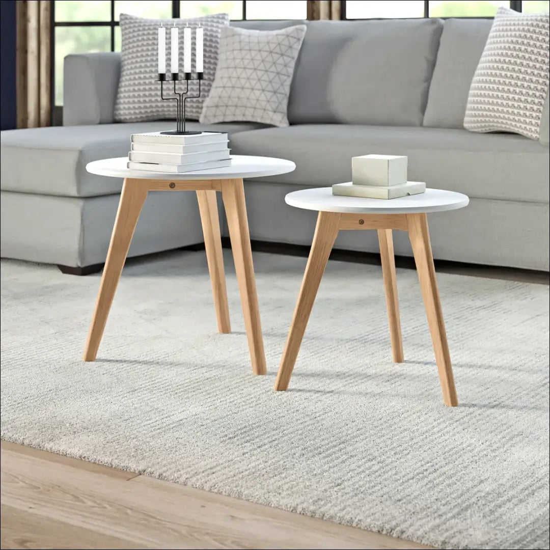 Kavos staliukų komplektas (2vnt) SI1889 - €65 Save 50% 50-100, __label:Pristatymas 1-2 d.d., color-balta, color-ruda,