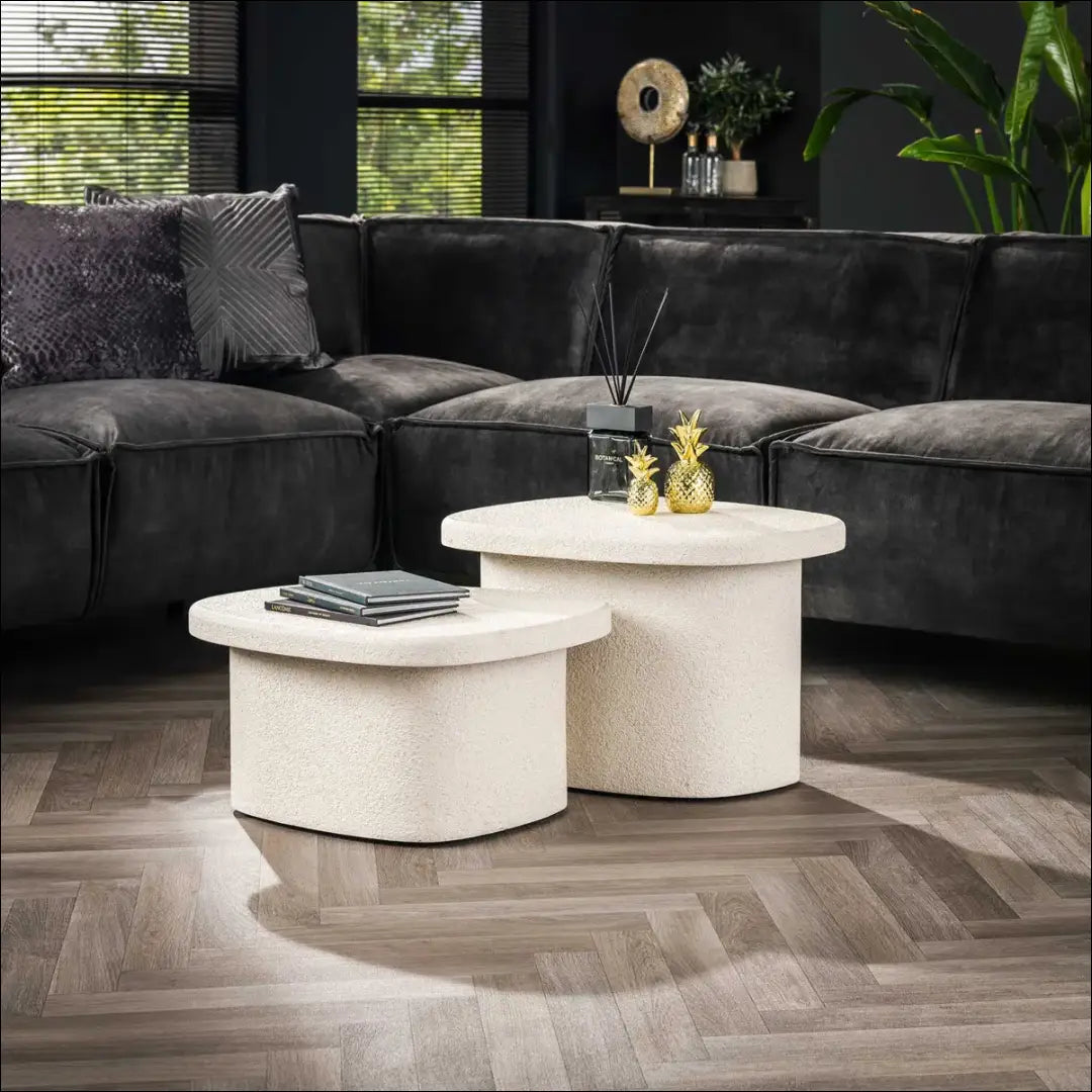 Kavos staliukų komplektas (2vnt) SI1921 - €155 Save 50% 100-200, __label:Pristatymas 1-2 d.d., color-kremas,