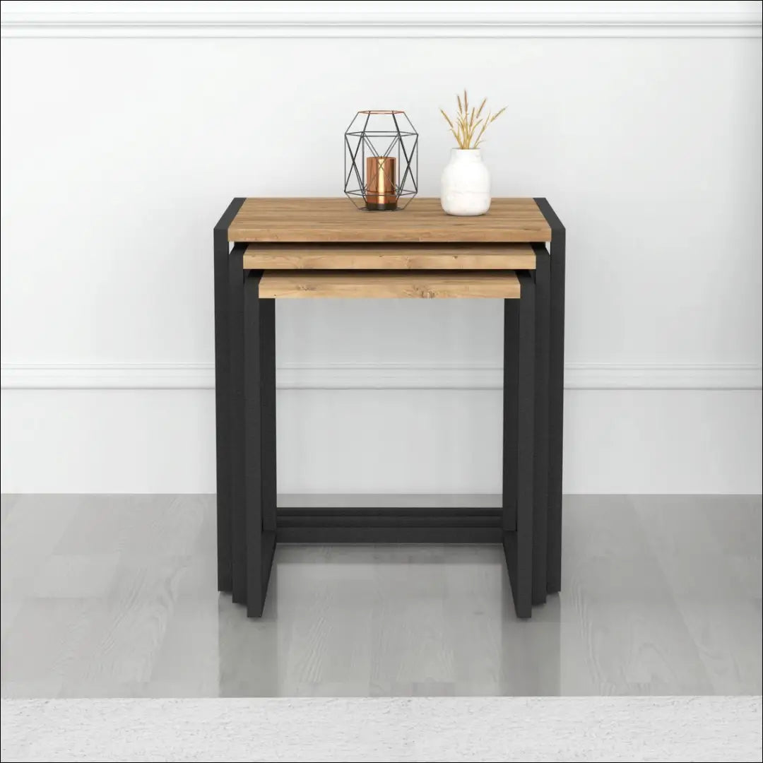 Kavos staliukų komplektas (3vnt) SI1735 - €89 Save 55% 50-100, __label:Pristatymas 1-2 d.d., color-juoda, color-ruda,