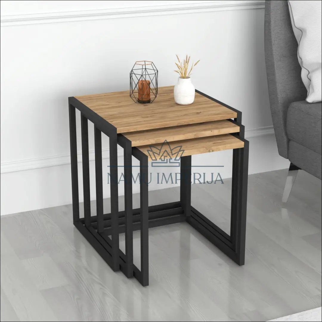Kavos staliukų komplektas (3vnt) SI1735 - €89 Save 55% 50-100, __label:Pristatymas 1-2 d.d., color-juoda, color-ruda,