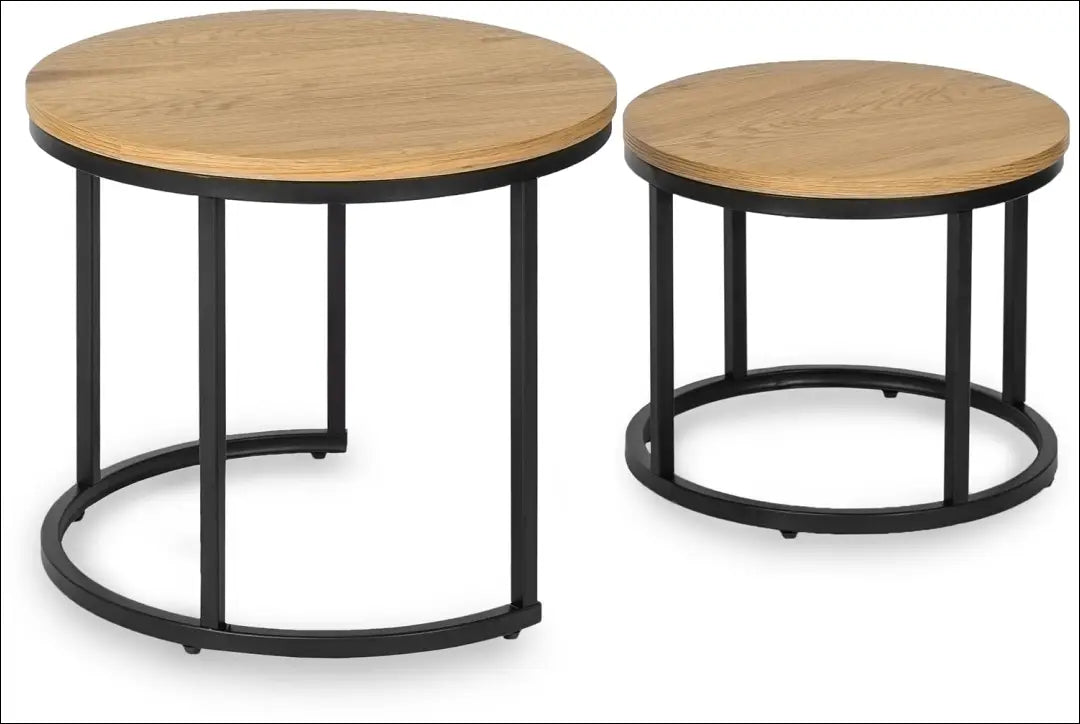 Kavos staliukų rinkinys iš MDF ąžuolo spalvos / auksinės TE083 - €67 Save 15% 50-100, __label:Pristatymas 5-14 d.d.,