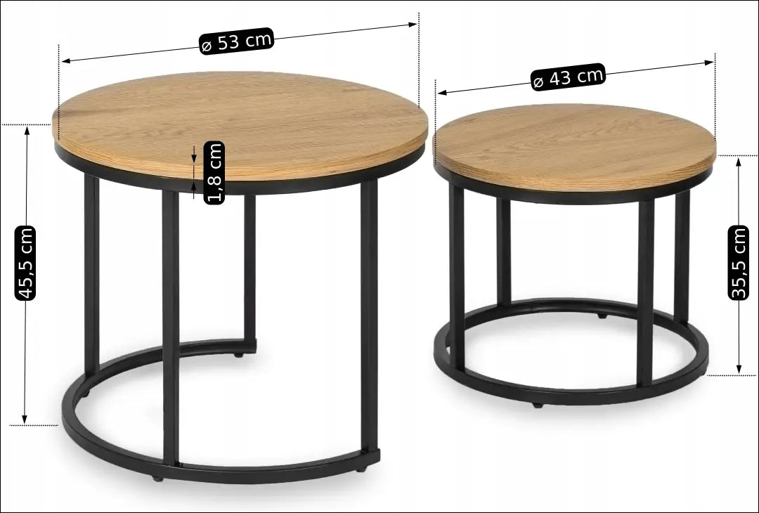 Kavos staliukų rinkinys iš MDF ąžuolo spalvos / auksinės TE083 - €67 Save 15% 50-100, __label:Pristatymas 5-14 d.d.,