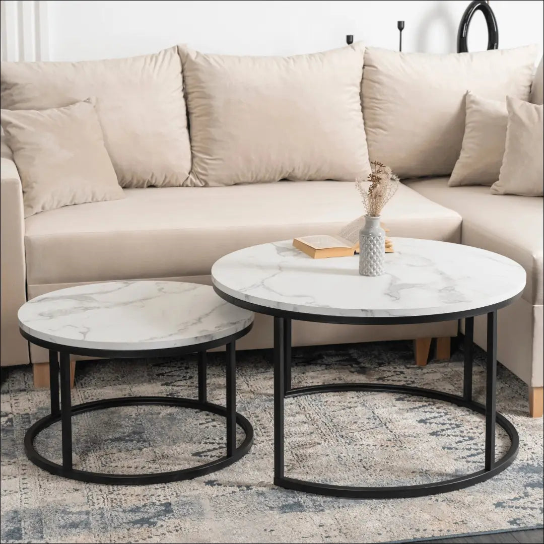 Kavos staliukų rinkinys iš MDF baltos spalvos / marmuro TE126 - €111 Save 15% 100-200, __label:Pristatymas 5-14 d.d.,
