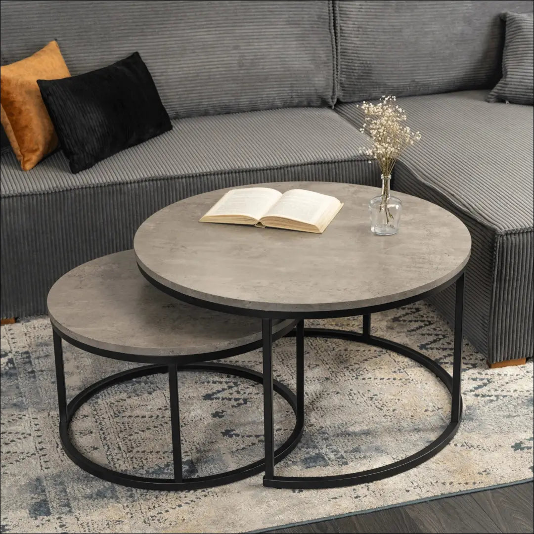 Kavos staliukų rinkinys iš MDF juodos spalvos / betono TE129 - €106 Save 15% 100-200, __label:Pristatymas 5-14 d.d.,