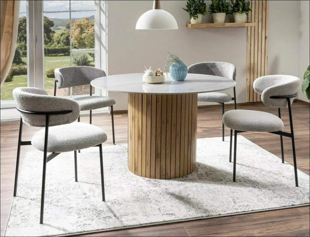 Kėdė AL025 - 50-100, __label:Pristatymas 5-14 d.d., boucle, color-kremas, color-pilka €50 to €100 Kitchen & Dining Room