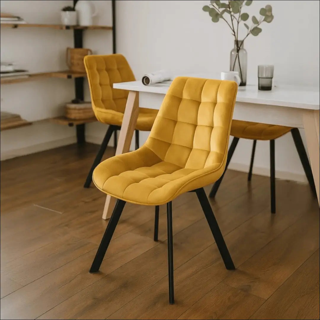 Kėdė su veliūro audiniu garstyčių spalvos TE108 - €52 Save 15% 50-100, __label:Pristatymas 5-14 d.d., elite, Krzesła,
