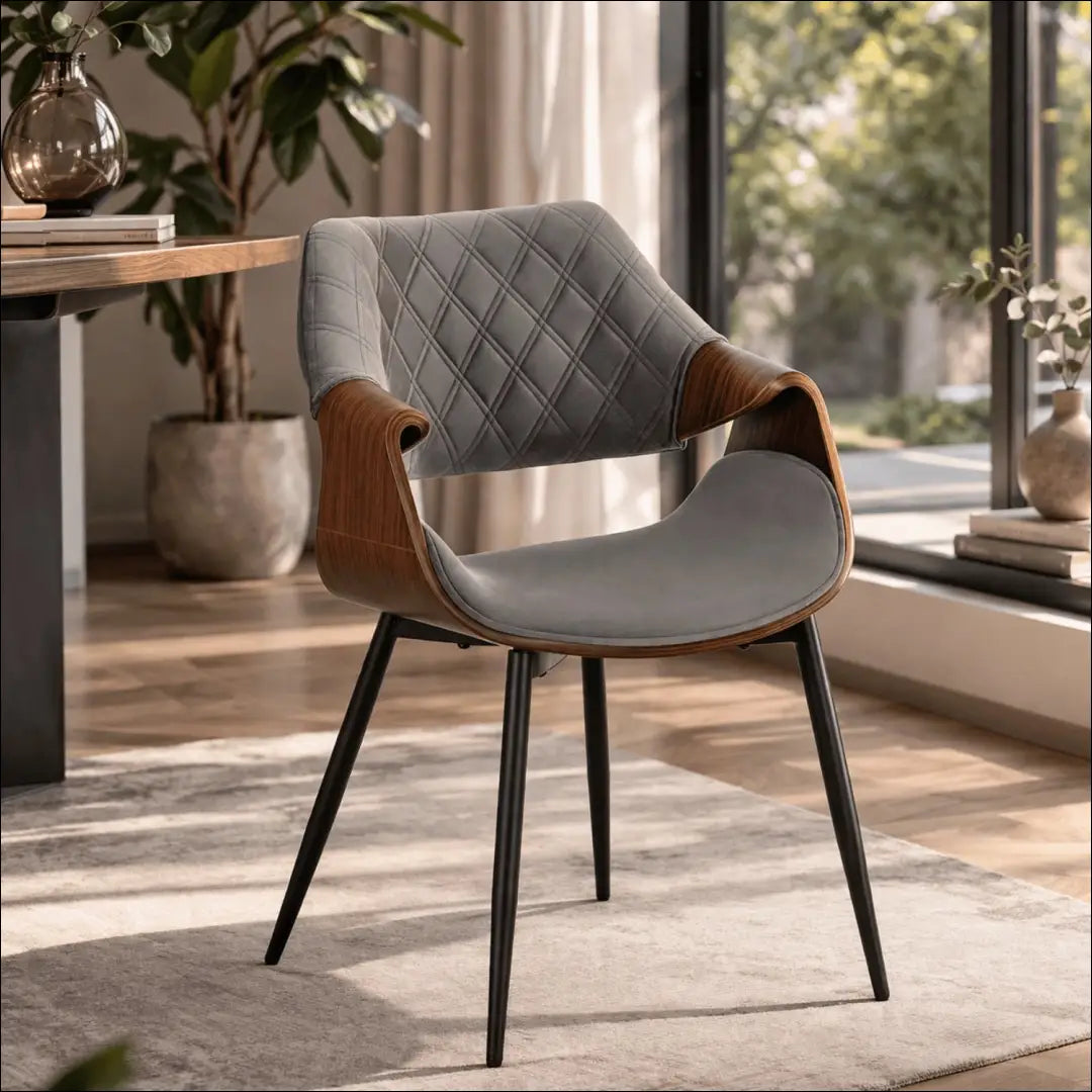 Kėdė su veliūro audiniu pilkos spalvos / riešuto TE195 - €152 Save 15% 100-200, __label:Pristatymas 5-14 d.d., elite,