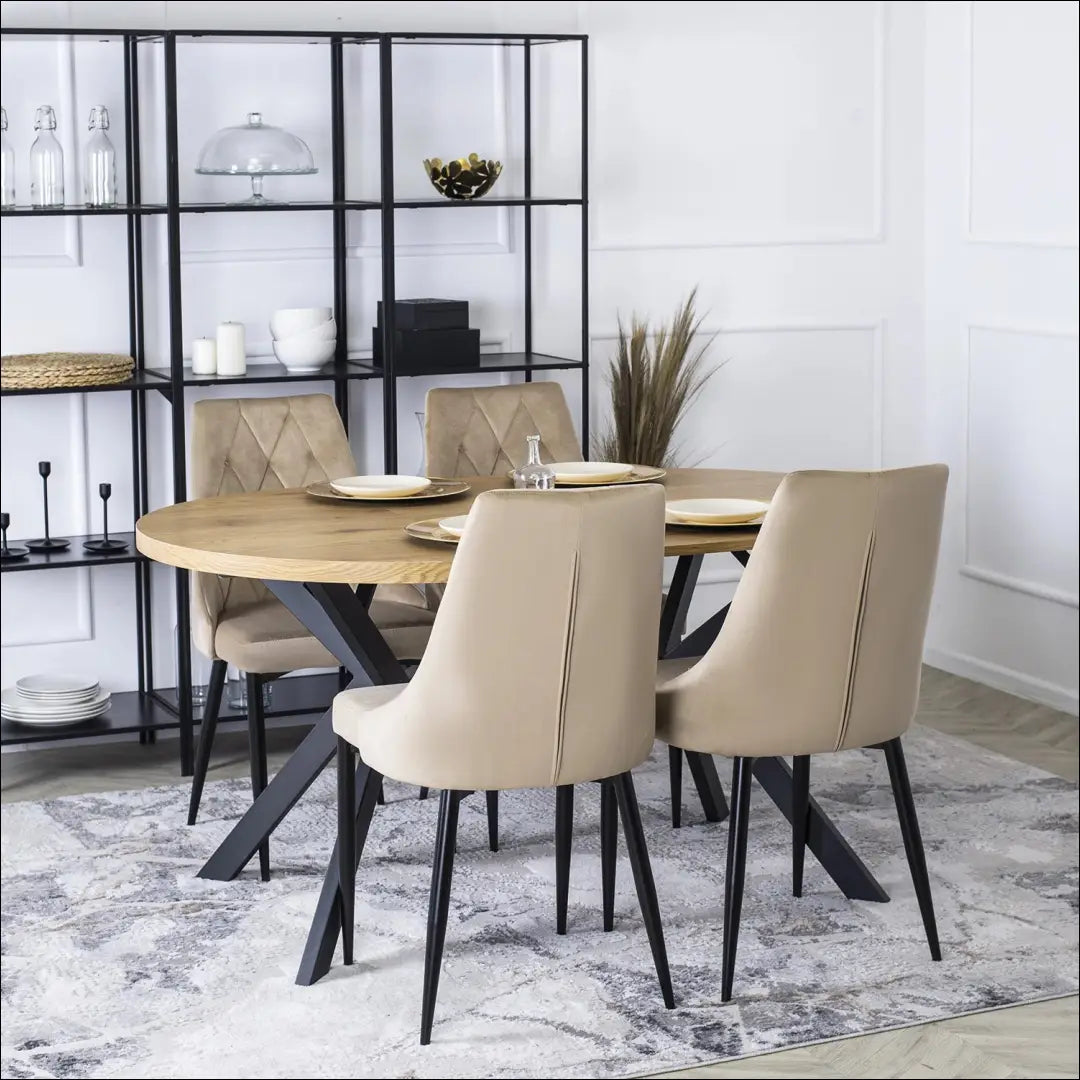 Kėdė su veliūro audiniu smėlio spalvos TE074 - €49 Save 15% 25-50, __label:Pristatymas 5-14 d.d., elite, Krzesła,
