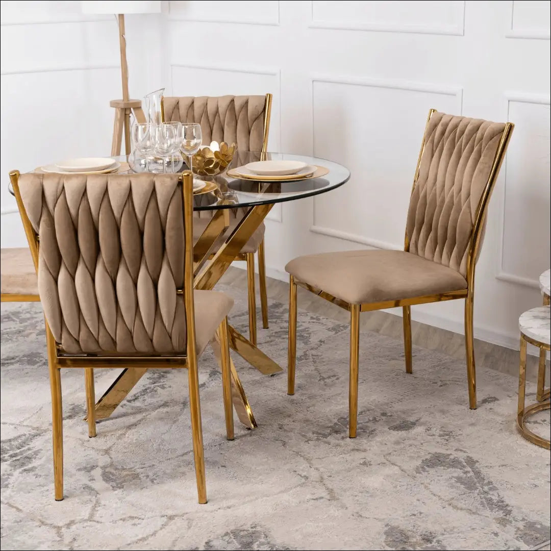 Kėdė su veliūro audiniu smėlio spalvos TE120 - €87 Save 15% 50-100, __label:Pristatymas 5-14 d.d., elite, Krzesła,