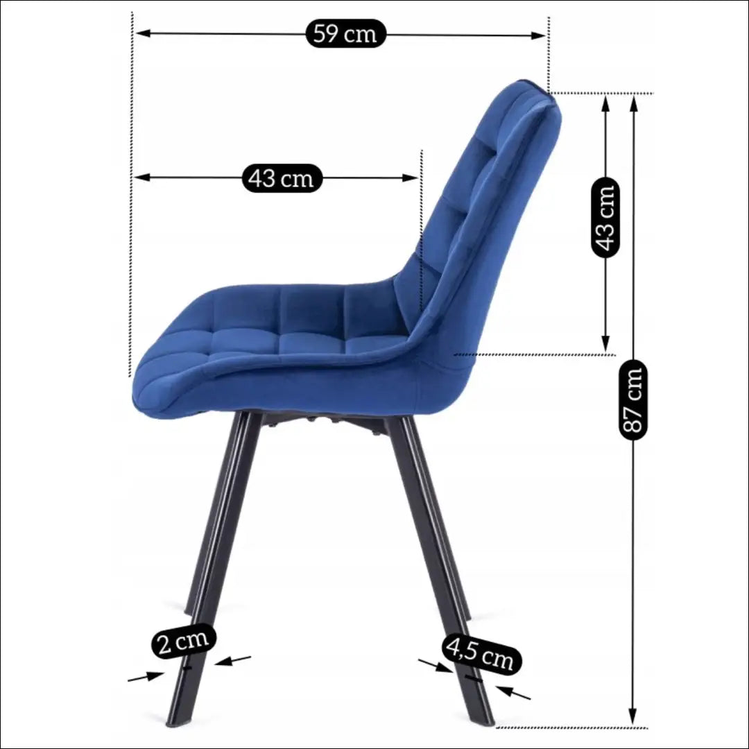 Kėdė su veliūro audiniu tamsiai mėlynos spalvos TE035 - €52 Save 15% 50-100, __label:Pristatymas 5-14 d.d., elite,