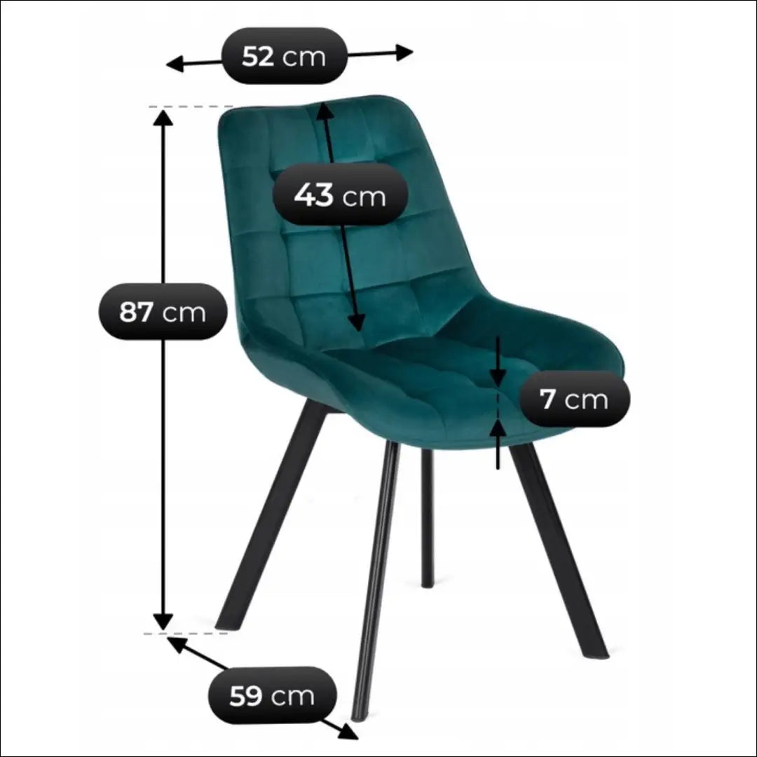 Kėdė su veliūro audiniu TE106 - €52 Save 15% 50-100, __label:Pristatymas 5-14 d.d., elite, Krzesła, spalva-turkio