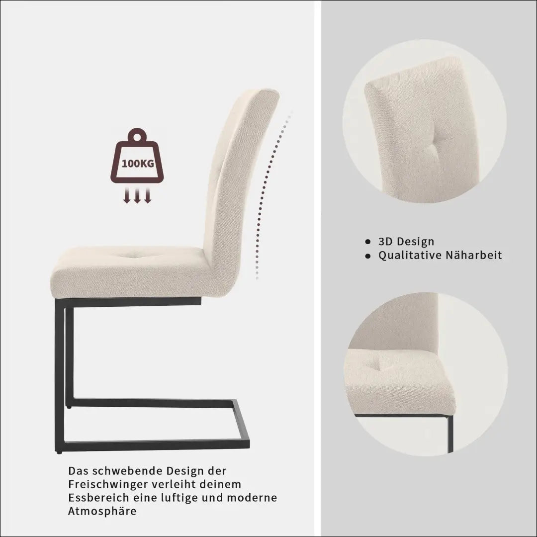 Kėdė VI1199 - €57 Save 50% 50-100, __label:Pristatymas 1-2 d.d., color-kremas, kedes-valgomojo, material-gobelenas €50