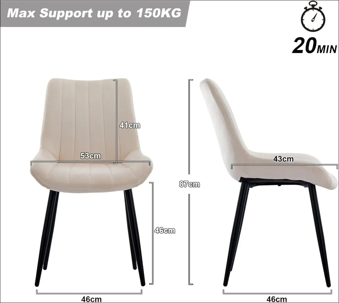 Kėdė VI876 - €52 Save 60% 50-100, __label:Pristatymas 1-2 d.d., color-kremas, kedes-valgomojo, material-aksomas €50