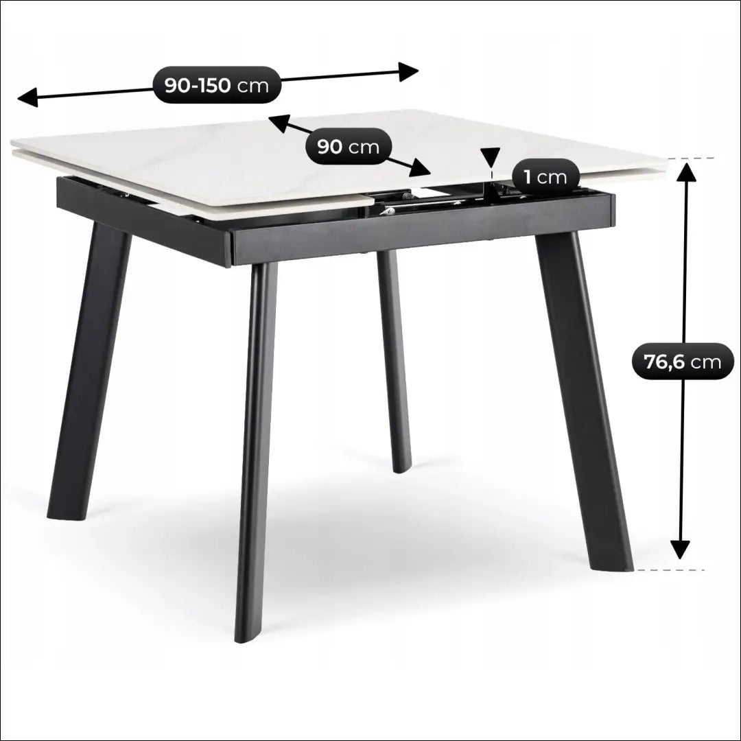 Keraminis ištraukiamas stalas 90–150 cm baltas marmuras/juoda TE2448 - €319 Save 15% __label:Pristatymas 5-14 d.d.,