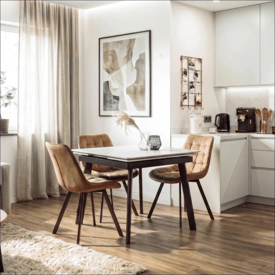 Keraminis ištraukiamas stalas 90–150 cm baltas marmuras/juoda TE2448 - €319 Save 15% __label:Pristatymas 5-14 d.d.,