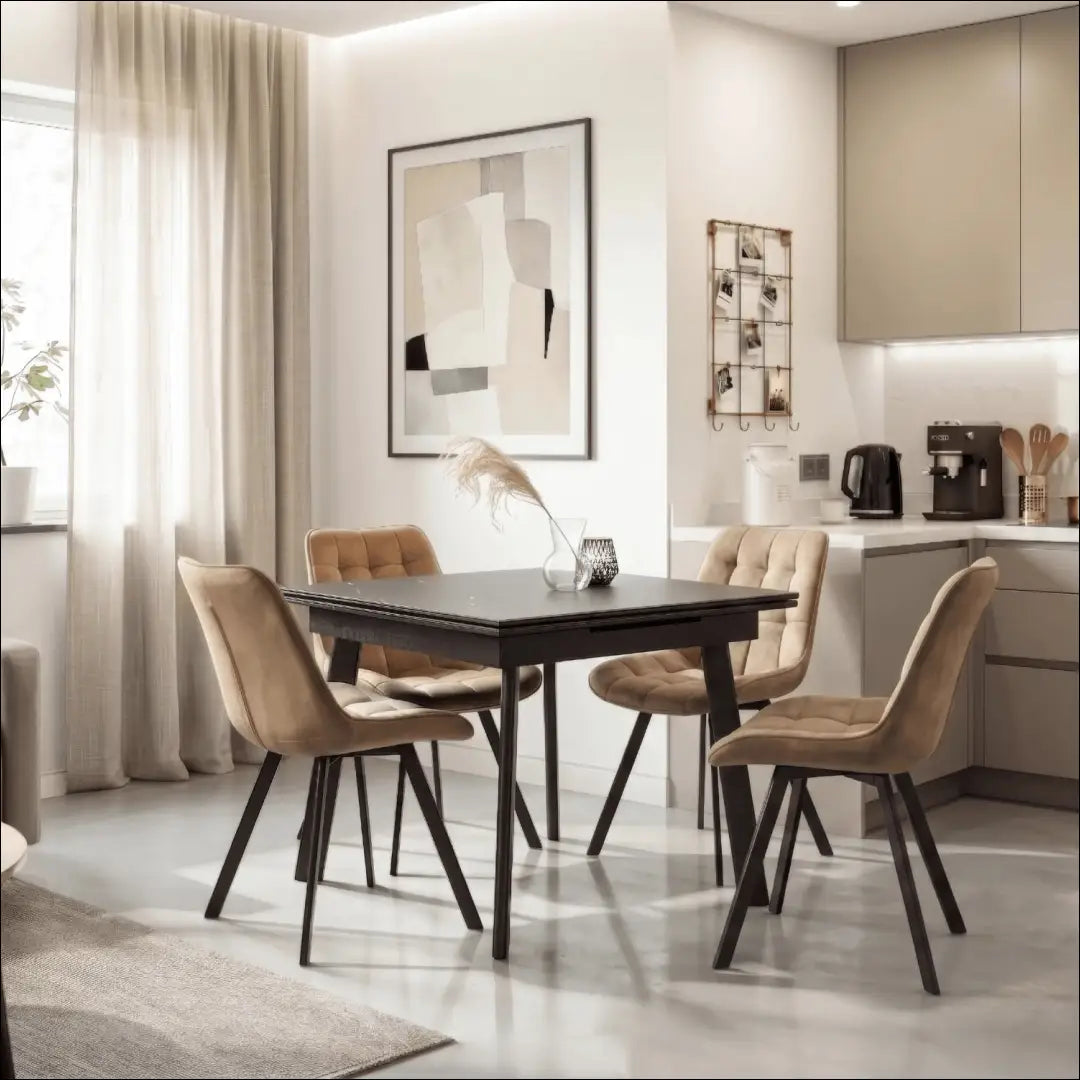 Keraminis ištraukiamas stalas 90–150 cm juodas marmuras/juoda TE2410 - €319 Save 15% __label:Pristatymas 5-14 d.d.,