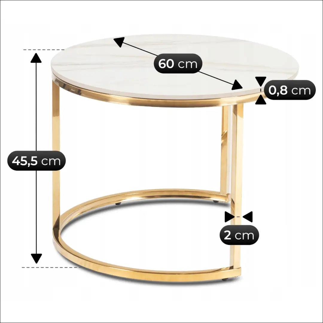 Keraminių stalų komplektas 45 cm/60 cm baltas marmuras/auksas TE2576 - €157 Save 15% __label:Pristatymas 5-14 d.d.,