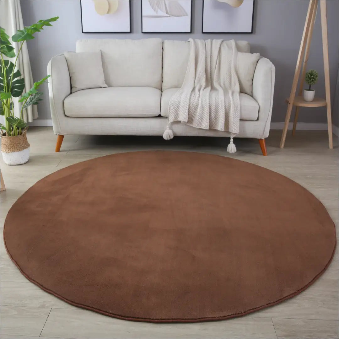 Kilimas NI2540 - €45 Save 30% 100-200, 25-50, 50-100, __label:Pristatymas 5-14 d.d., apvalus 120 cm skersmuo / Ruda