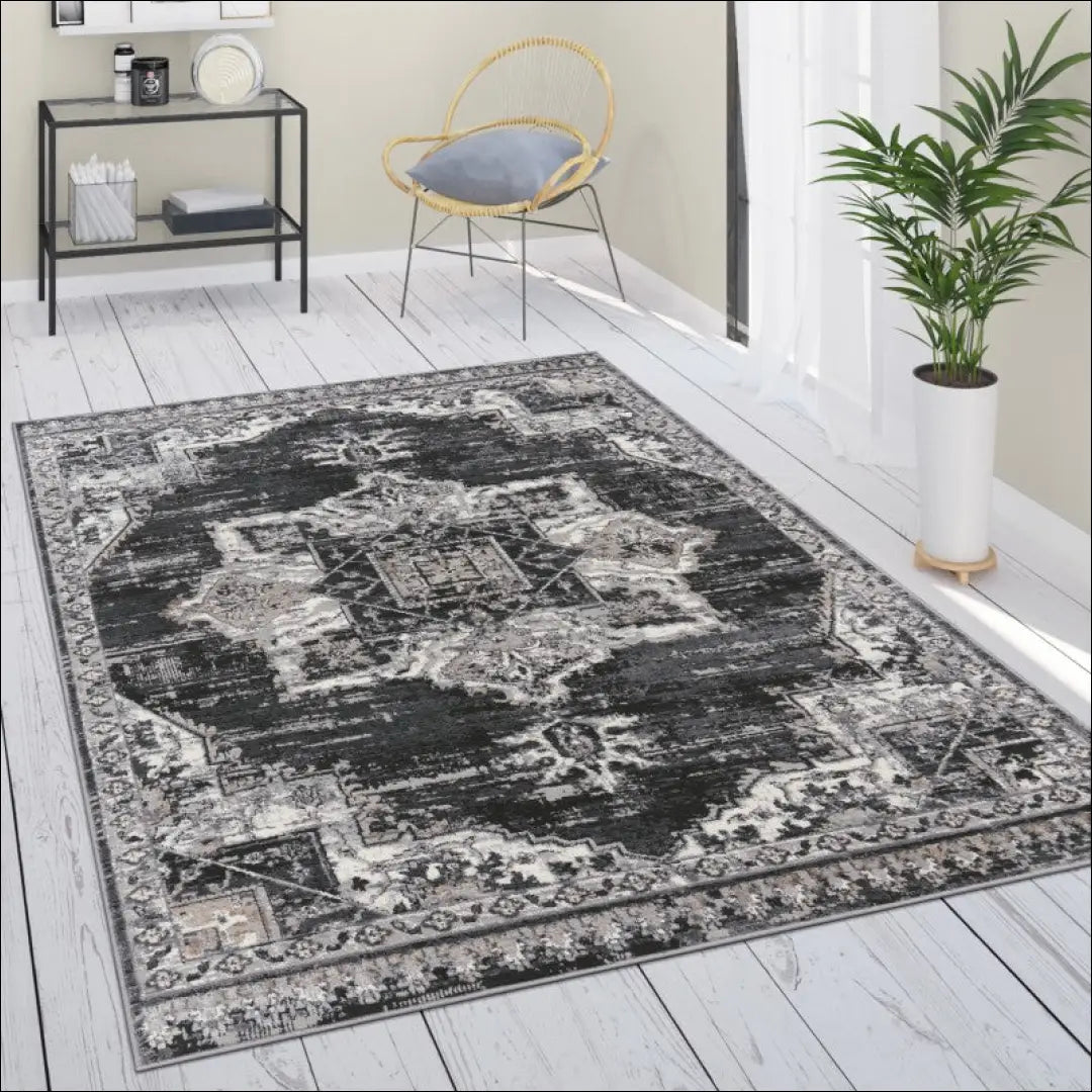 Kilimas NI5160 - €91 Save 15% 100-200, 50-100, __label:Pristatymas 5-14 d.d., color-juoda, kilimai 120x160 cm / Juoda