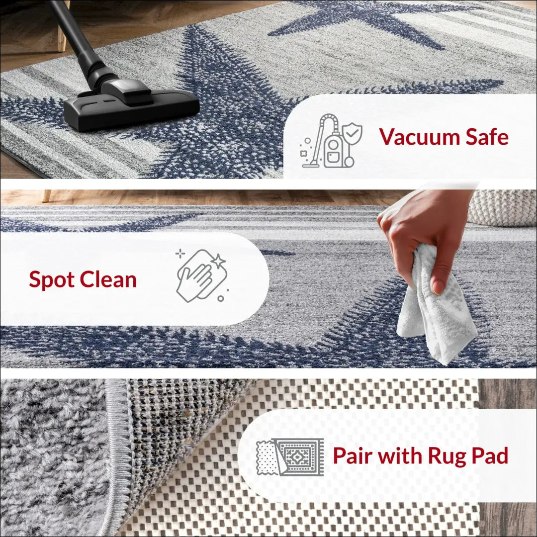 Kilimas RU1085 - €94 Save 50% 50-100, __label:Pristatymas 1-2 d.d., color-melyna, color-pilka, kilimai 150 cm x 240