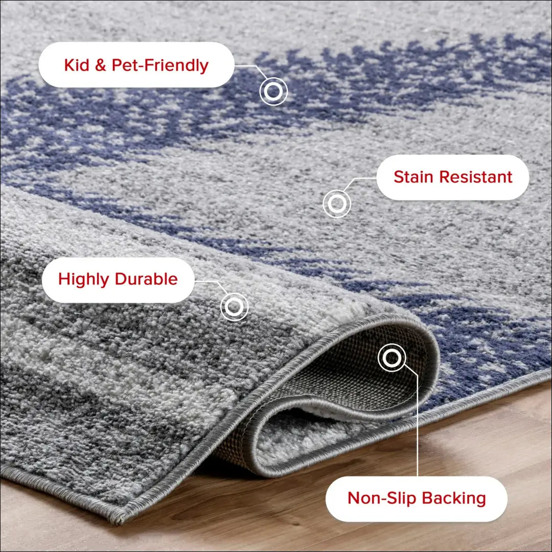 Kilimas RU1085 - €94 Save 50% 50-100, __label:Pristatymas 1-2 d.d., color-melyna, color-pilka, kilimai 150 cm x 240