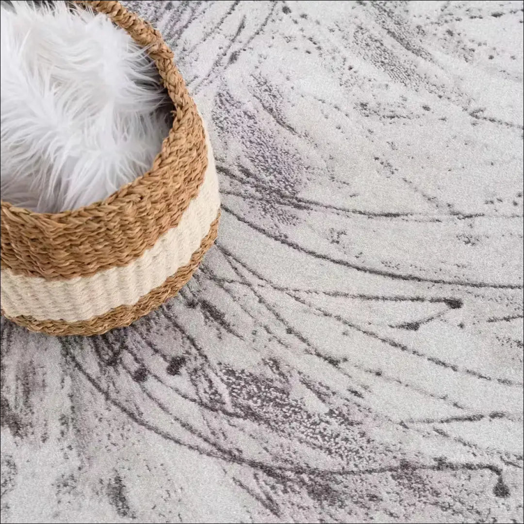 Kilimas RU1516 - €70 Save 50% 50-100, __label:Pristatymas 1-2 d.d., apvalus, color-balta, color-pilka 160 cm skersmuo